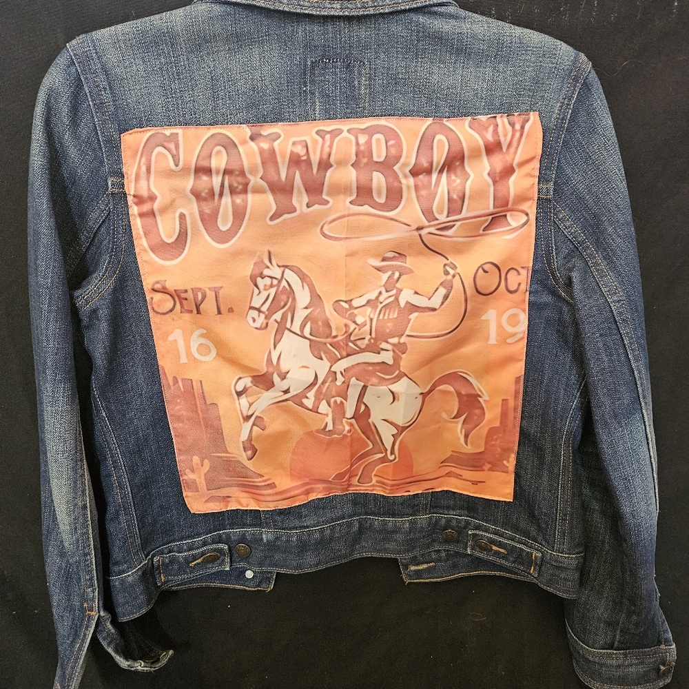 Denim Jacket with Cowboy Graphic